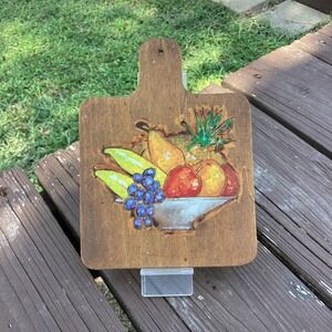 Vintage Wood Cutting Board Fruit Bowl Still Life‎ Wall Decor Kitchen Art